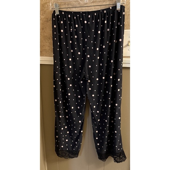 Intima Bella‎ Donna PJ Set Black With Pink Polka Dots Women's Size Medium - Picture 5 of 7